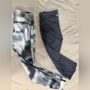 Set of Two Athleta Capri Workout Leggings in Black and Gray